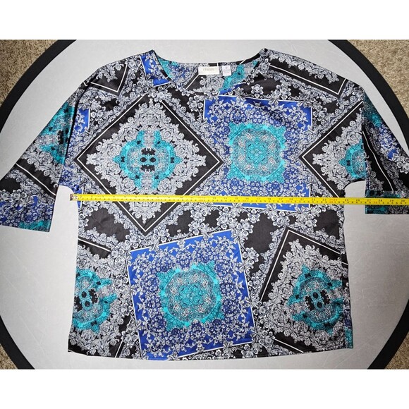 CHICO'S Blue and Black Tunic Top Blouse Sz 2X A-Line Polyester - Picture 7 of 10